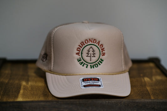 Adirondack Mountains Foam High Crown Golf Style Mesh Snapback Cap